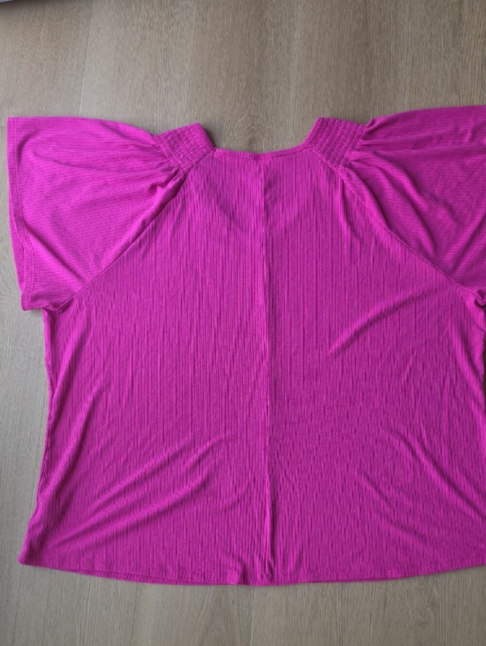 Terra & Sky Ribbed V-Neck Short Sleeve Tee in Hot Pink - Picture 7 of 7